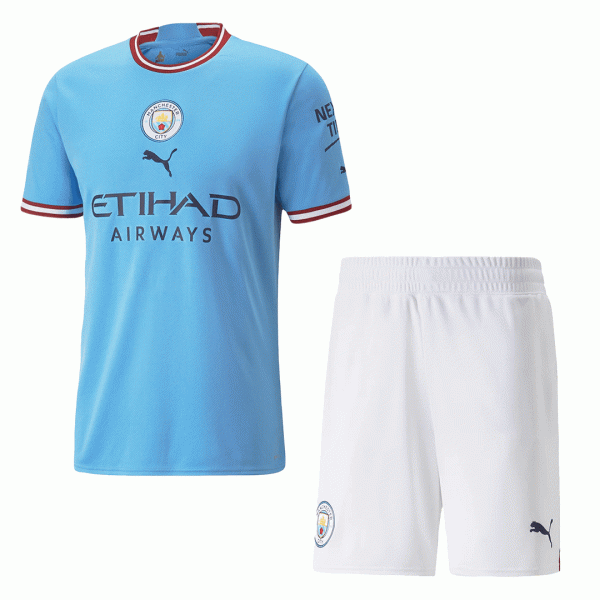 Manchester City Soccer Jersey Home Kit (Jersey+Shorts) Replica 2022/23